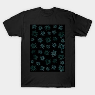 BLUE Sea Turtles On Black T-Shirt